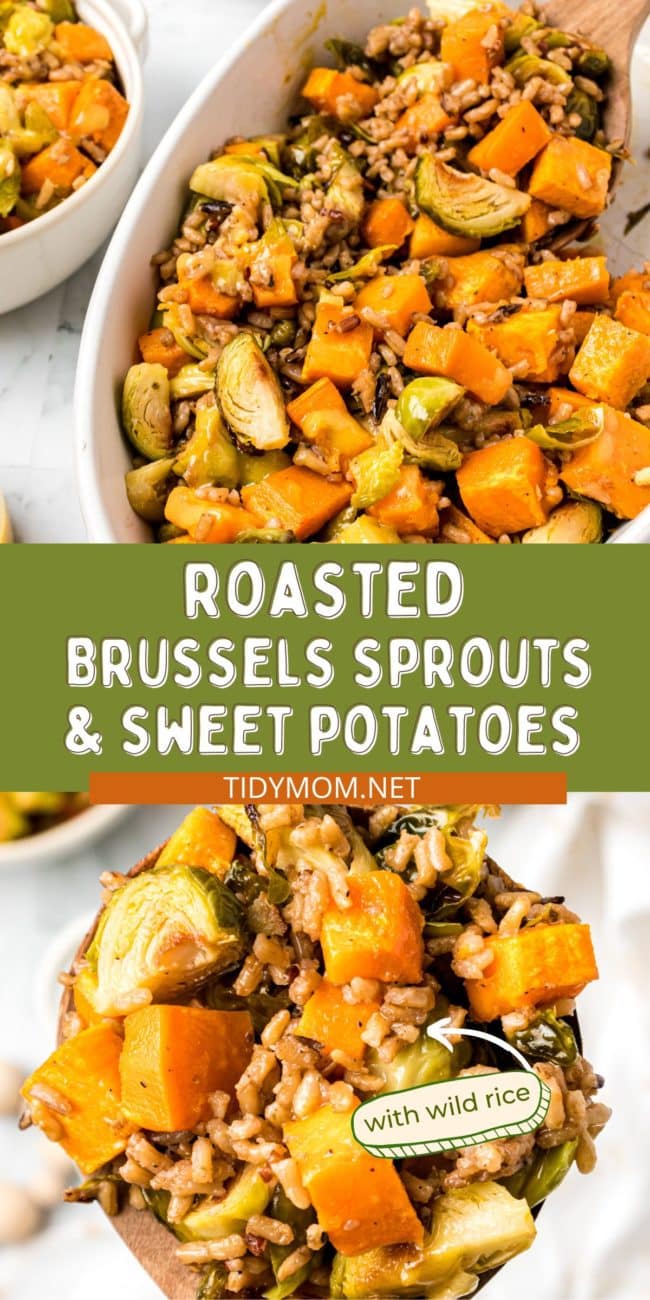 Roasted Brussels Sprouts And Sweet Potatoes With Wild Rice photo collage