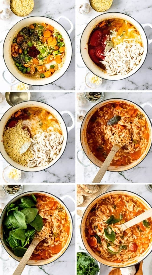 how to make turkey soup with orzo photo collage