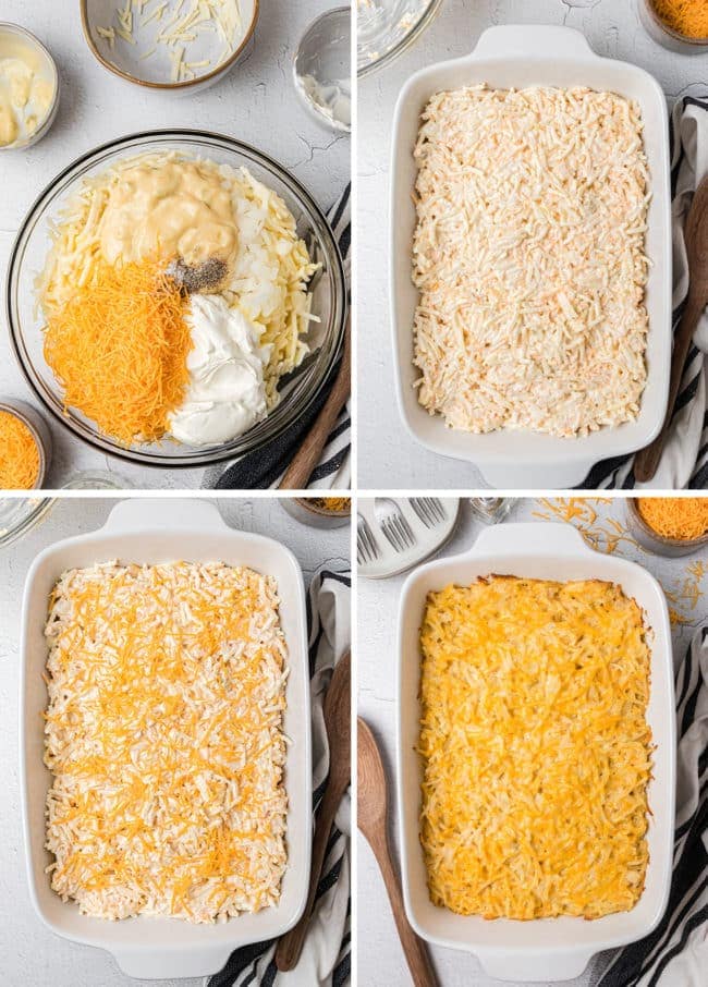 Step by step photos for how to make hashbrown casserole