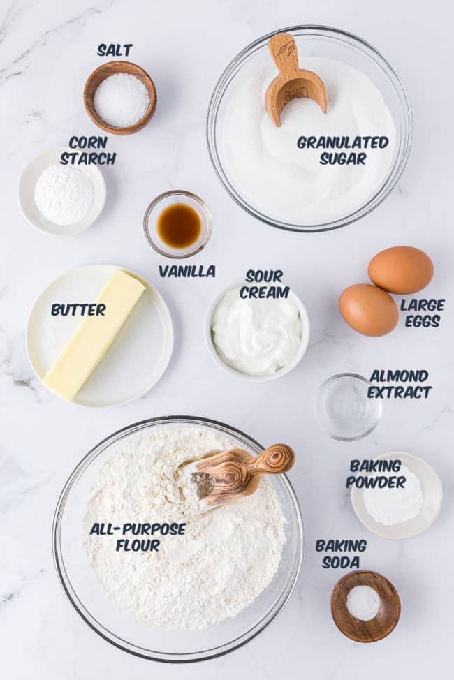 ingredients for soft sugar cookies on a counter