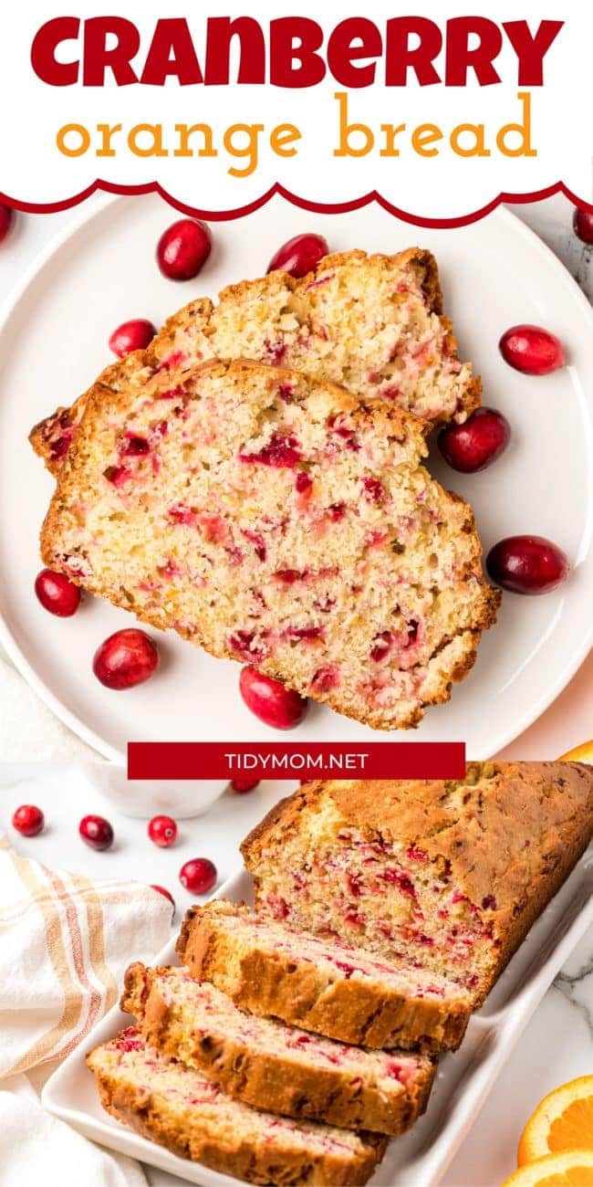Easy cranberry quick bread sliced and plated