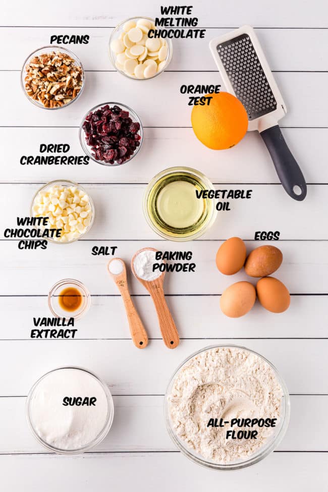 ingredients for cranberry orange biscotti