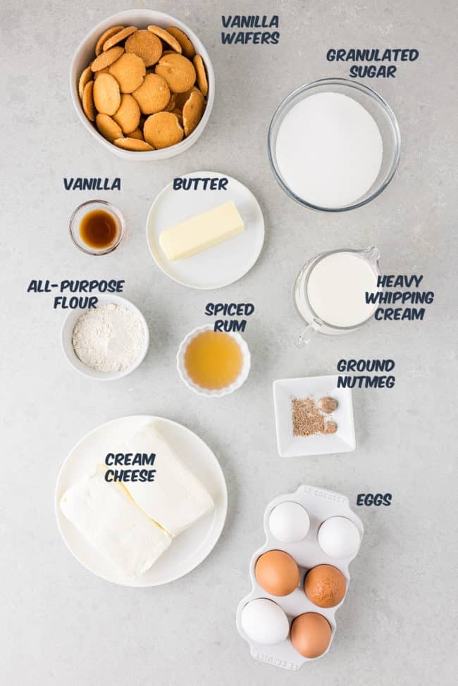 ingredients for eggnog cheesecake