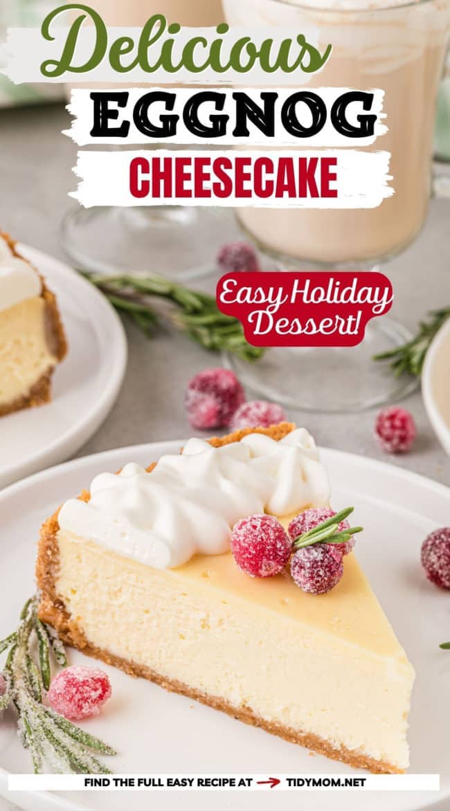 cheesecake with whip cream and sugared cranberries