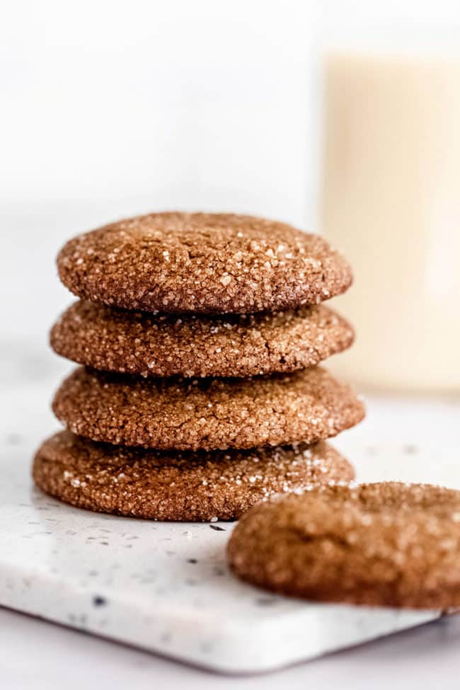 a stack of 4 molasses cookies