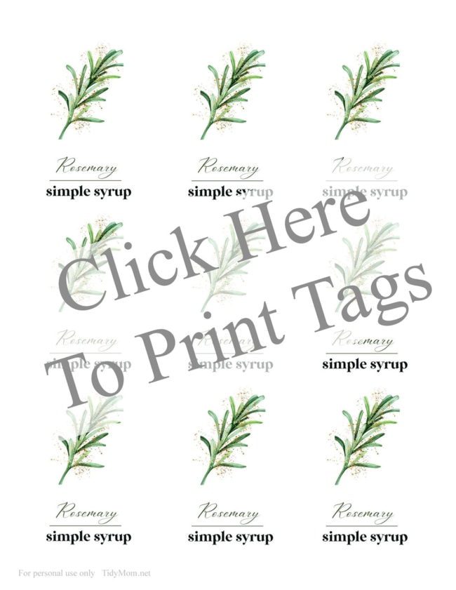 rosemary simple syrup tags to print