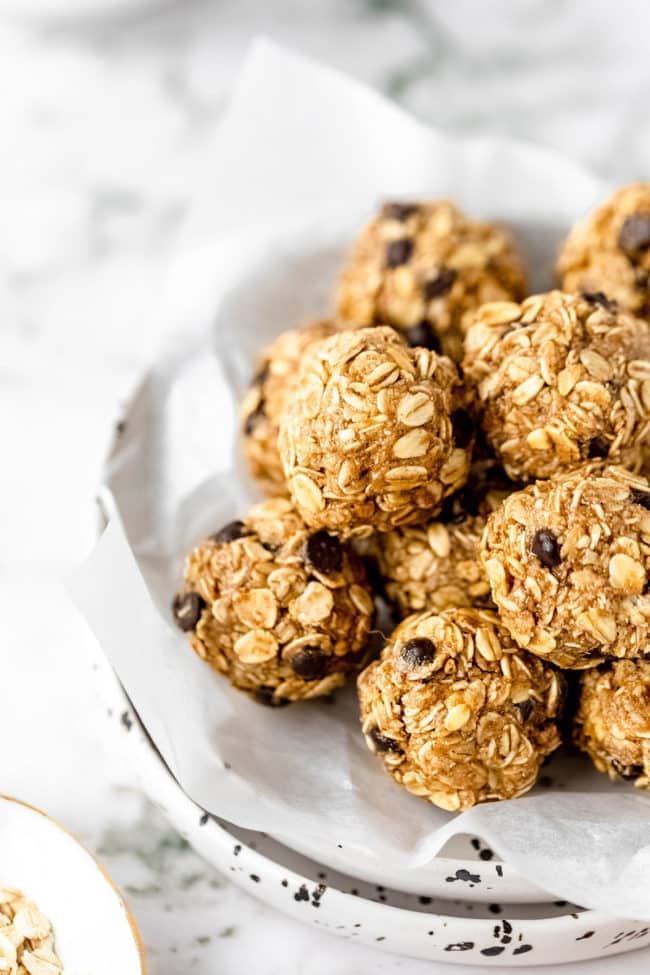 no bake protein balls in a bowl