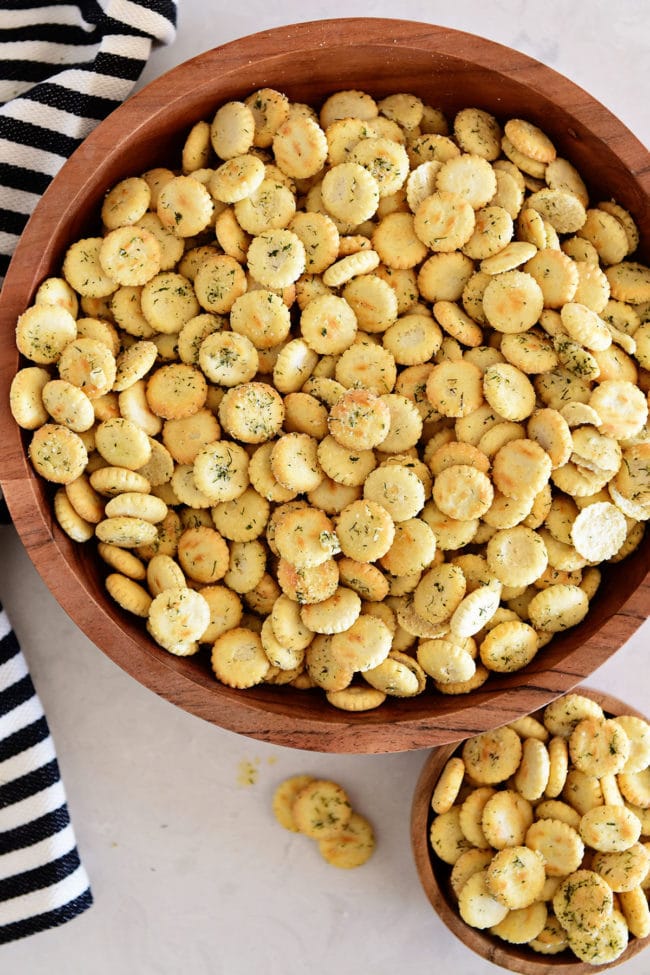 ranch oyster crackers in a bowl