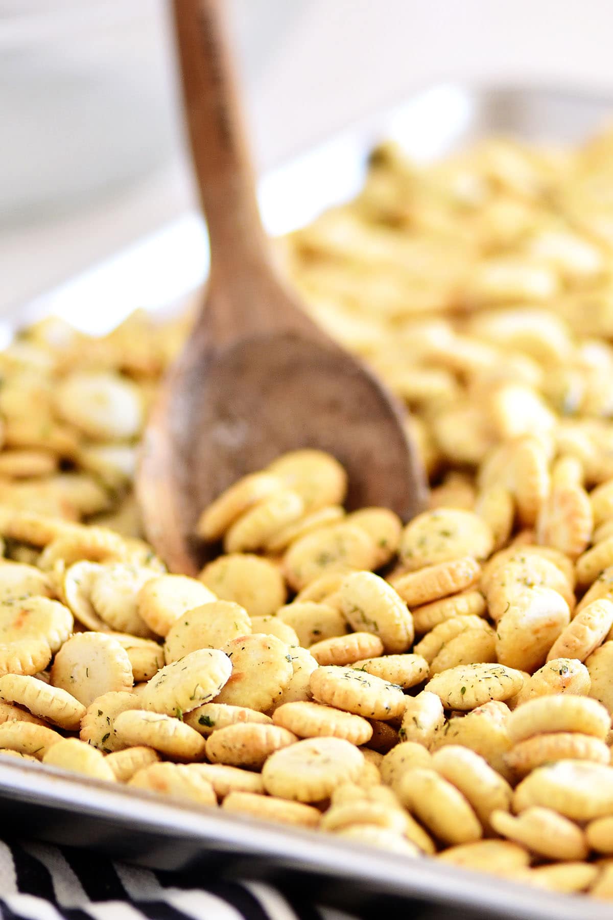 Ranch Oyster Crackers Easy Snack Recipe TidyMom Ranch Oyster Crackers Spoon Pic