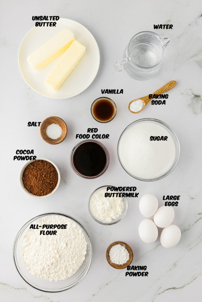 ingredients to make red velvet cake