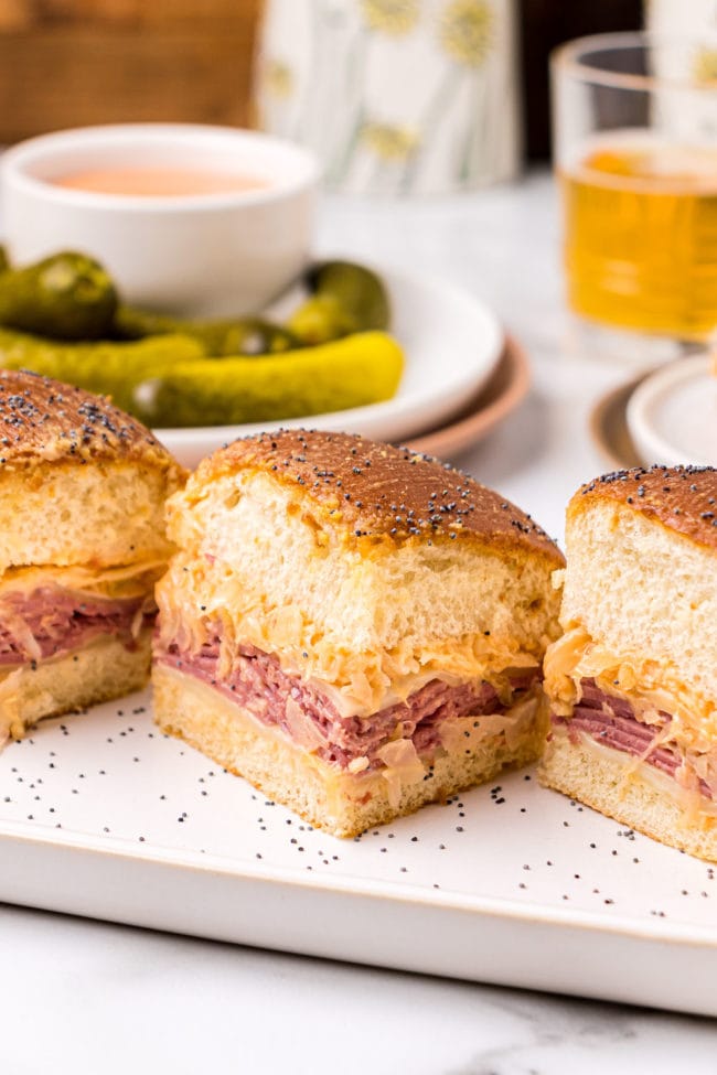 slider sandwiches on a platter