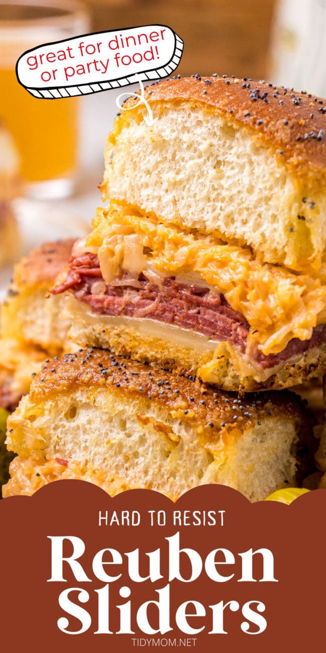 a stack of Reuben Sliders