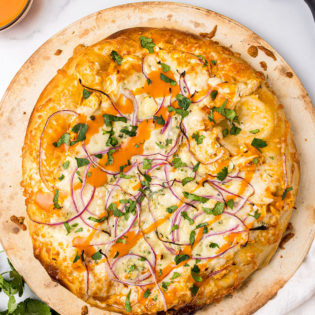 pizza on a stone