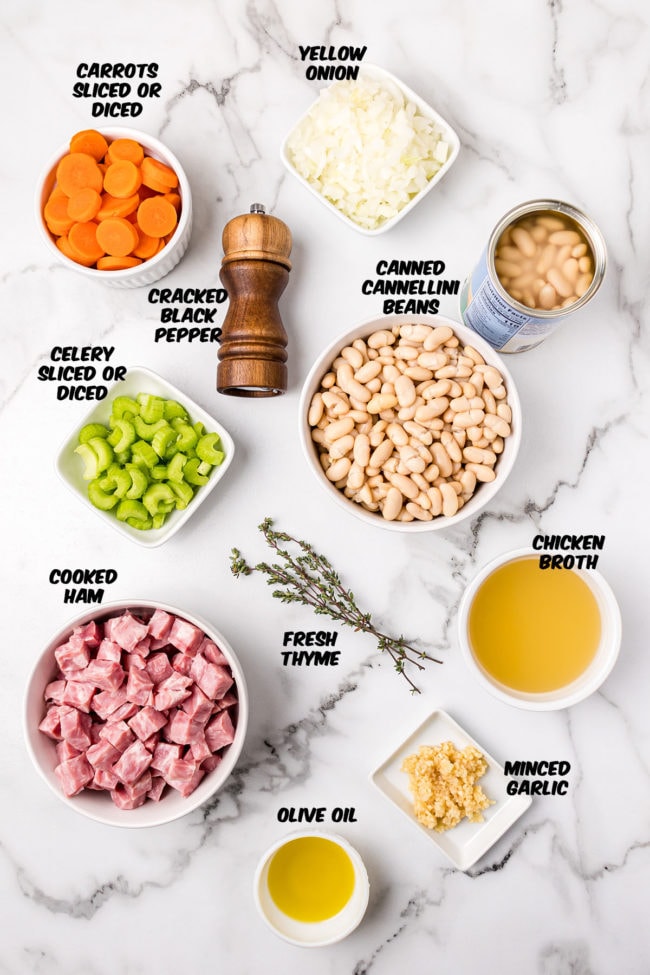 ingredients for ham and bean soup recipe