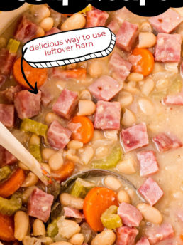 warm pot of ham and beans