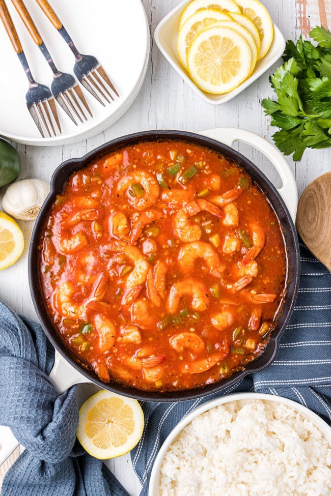 how to make shrimp creole finish dish in skillet