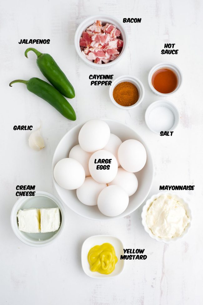 ingredients for spicy deviled eggs