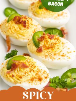 spicy deviled eggs with jalapenos and bacon