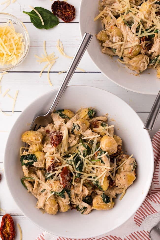 a bowl of creamy chicken gnocchi