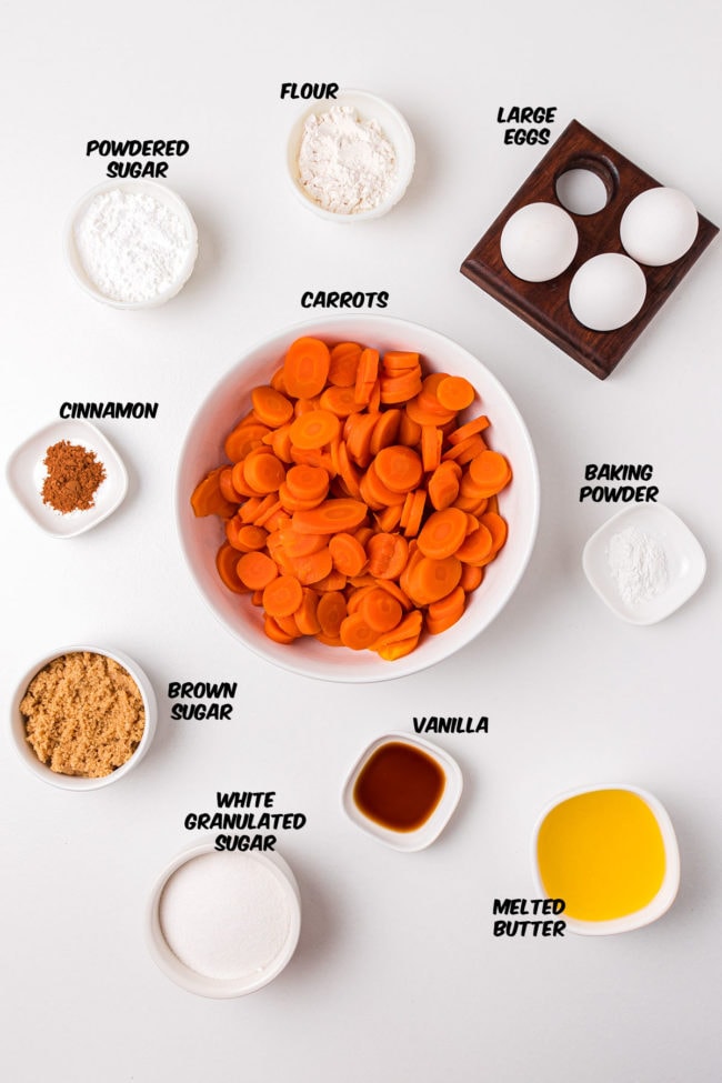 ingredients for carrot souffle on counter