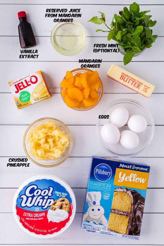 pig pickin' cake ingredients on a counter