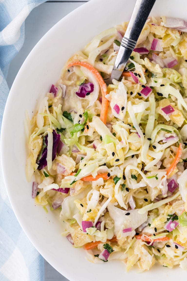 Easy Hawaiian Pineapple Coleslaw - With Mayo - TidyMom®