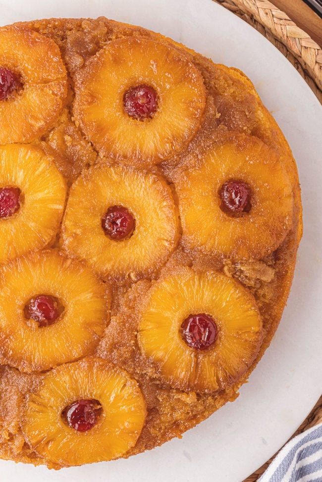 Pineapple Upside Down Cake on a plate