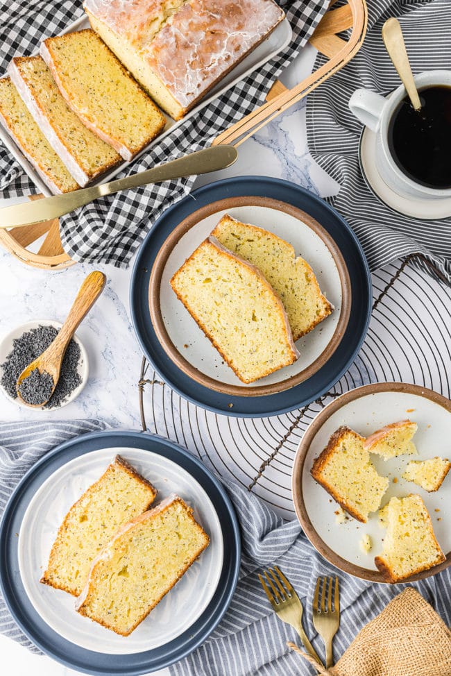 cut servings of quick bread on plates