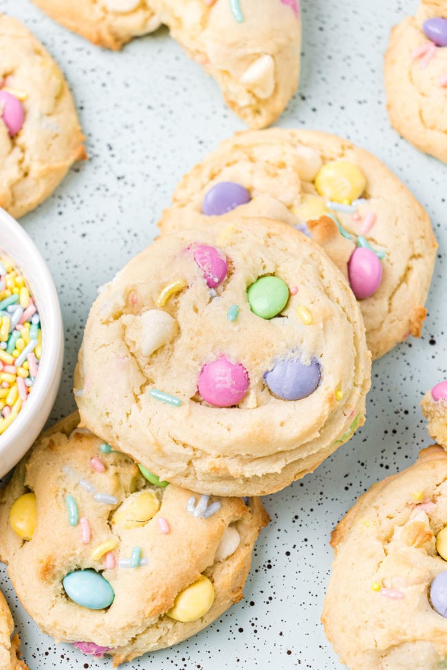cookies with pastel candies and jimmies
