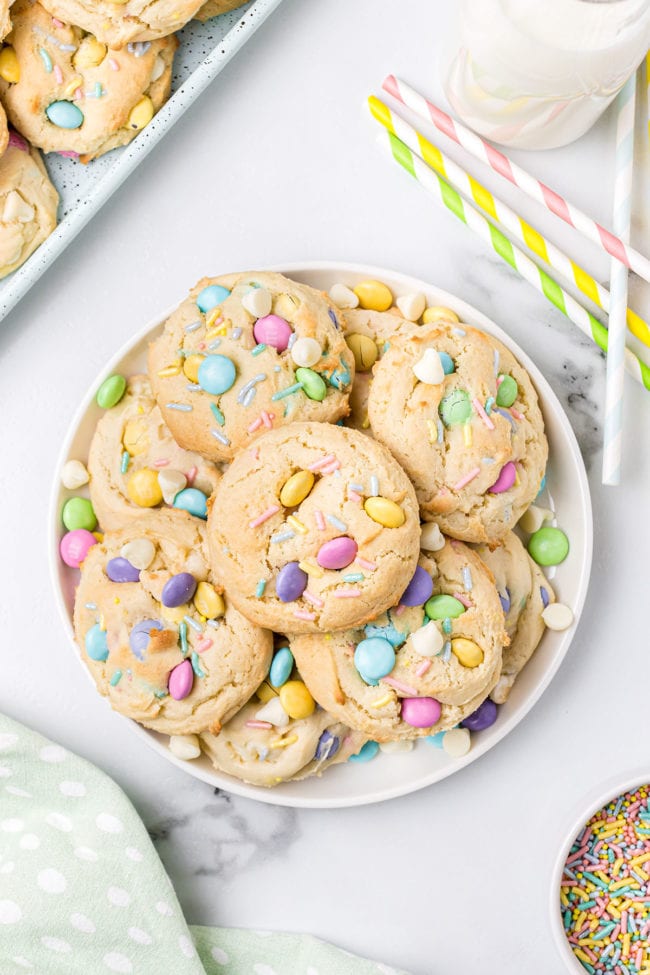 plate full of Easter candy cookies