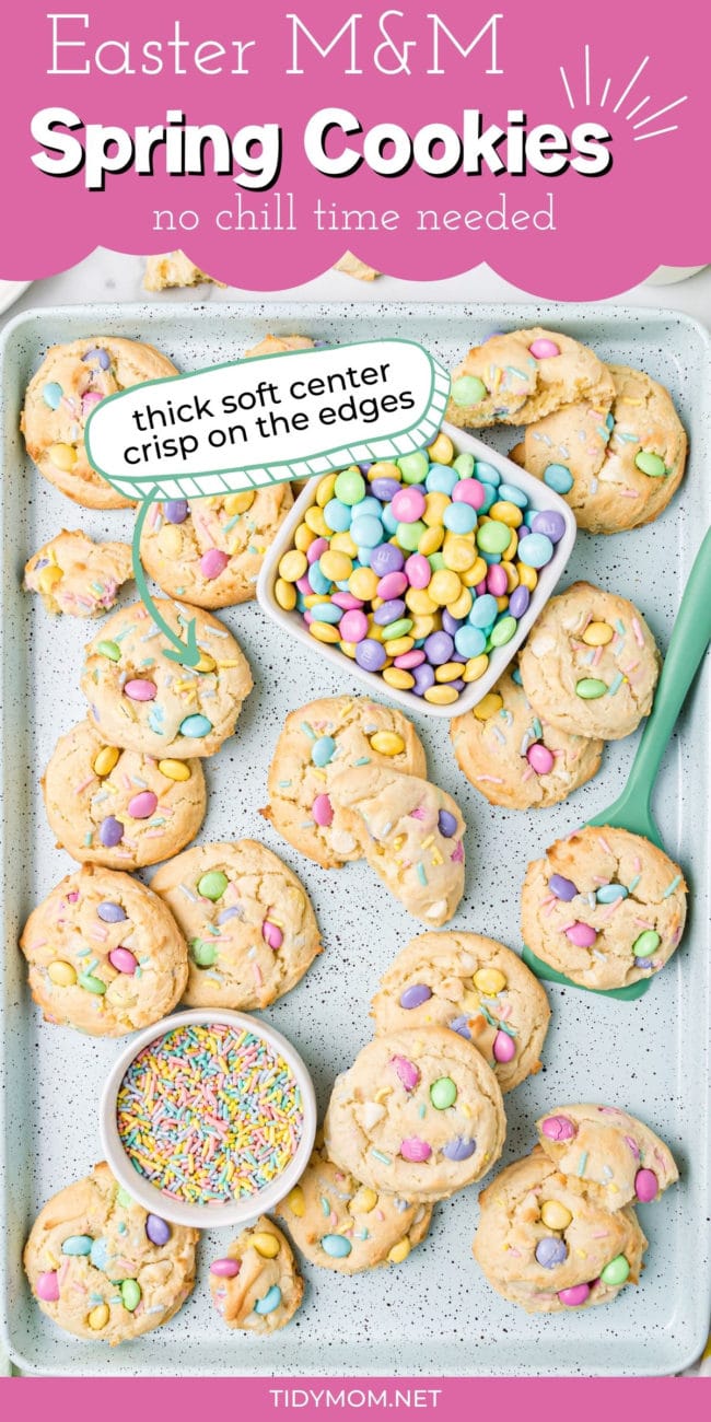 baking sheet with easter candy cookies