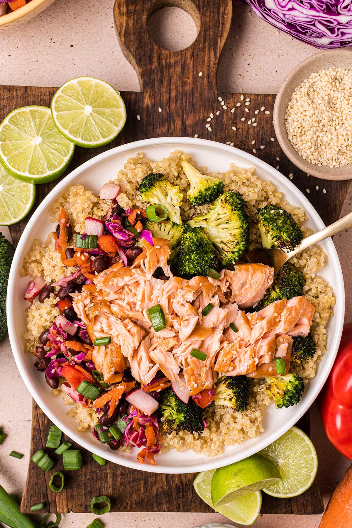 Teriyaki Salmon Bowl Quinoa Recipe Asian Slaw Tidymom