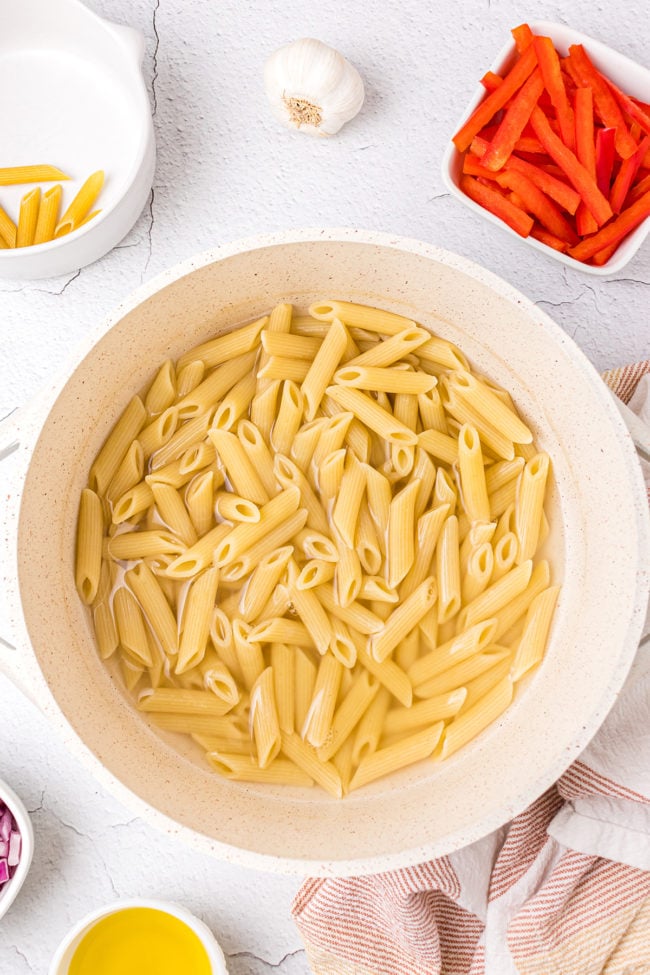 boiled penne pasta