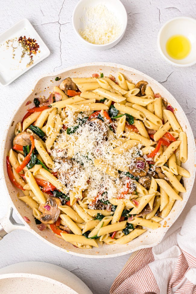 meatless pasta with parmesan cheese