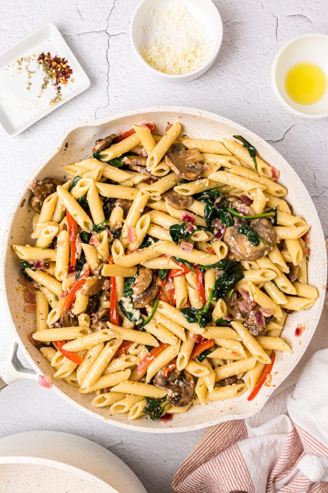 plate of al dente pasta and veggies