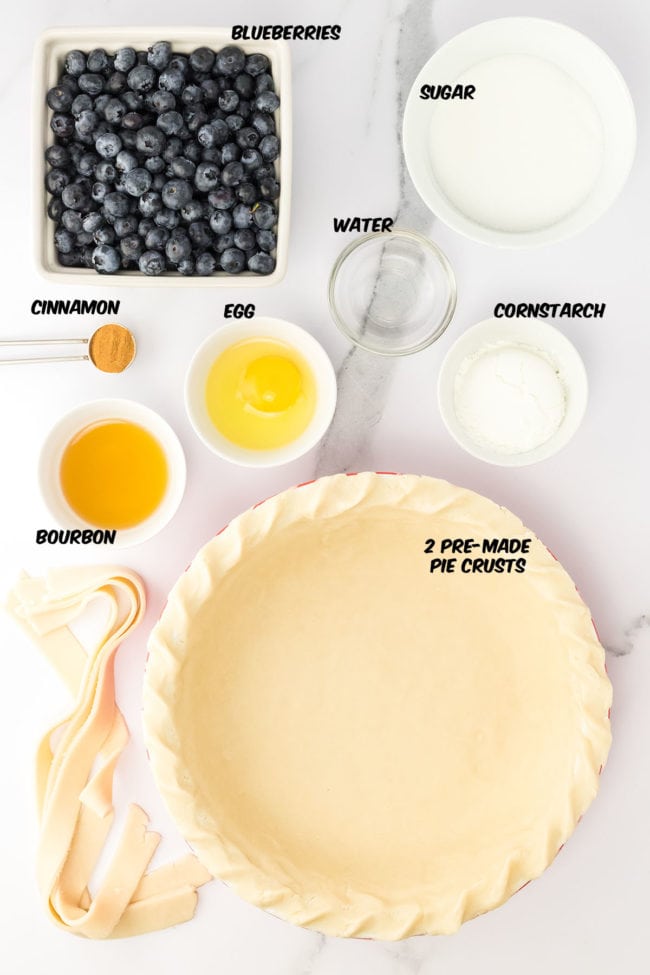 ingredients for homemade blueberry pie