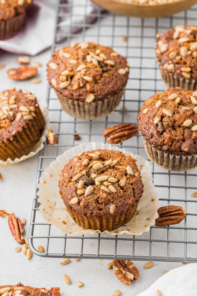 morning glory muffins in a cooling rack