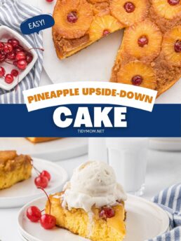 upside down cake with pineapples and cherries