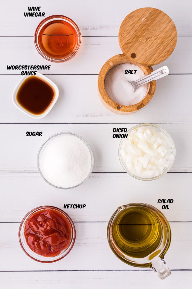 ingredients for spinach salad dressing on a counter