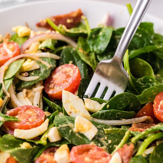 Insanely Good Spinach Salad With Bacon and Eggs - TidyMom®