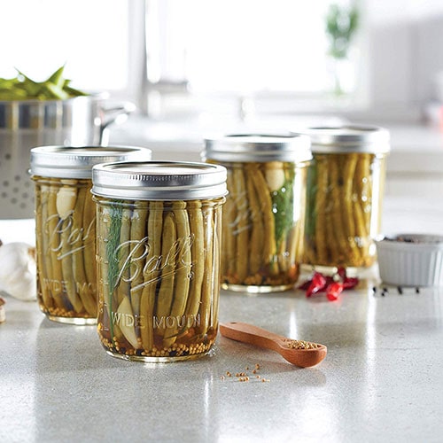 1 pint mason jars on a counter