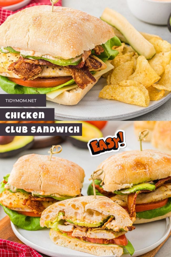 chicken club sandwiches photo collage