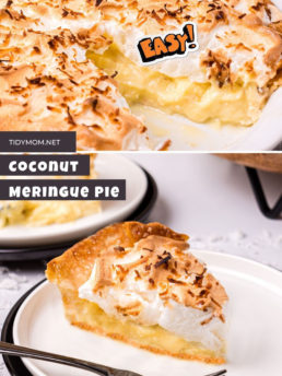 coconut cream pie with meringue photo collage