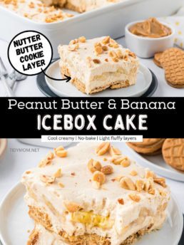 PB banana icebox cake photo collage.