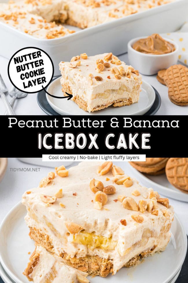 PB banana icebox cake photo collage.