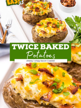 twice baked potatoes topped with bacon and green onions