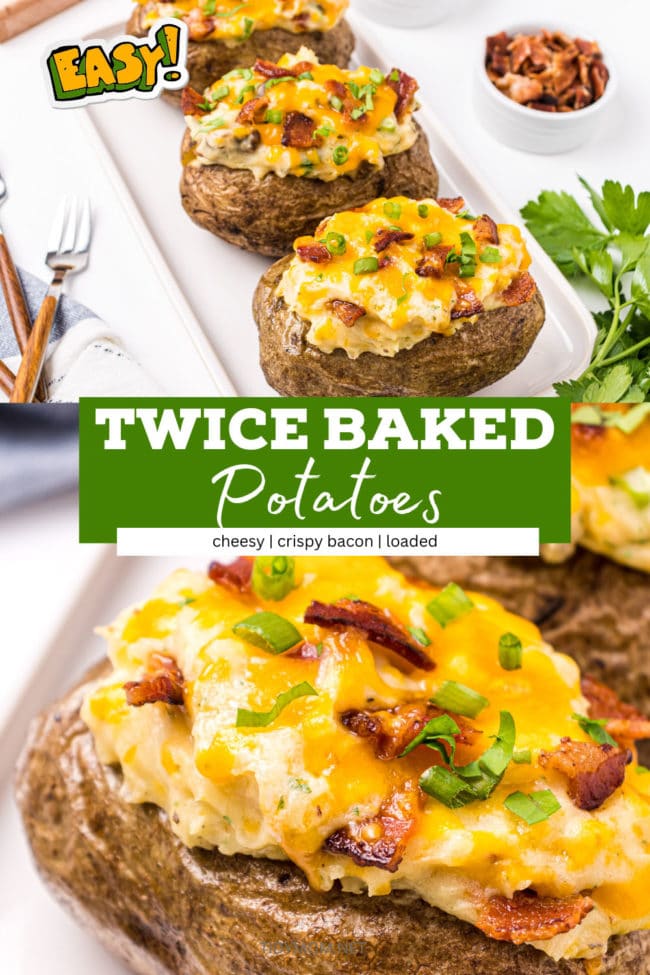 twice baked potatoes topped with bacon and green onions