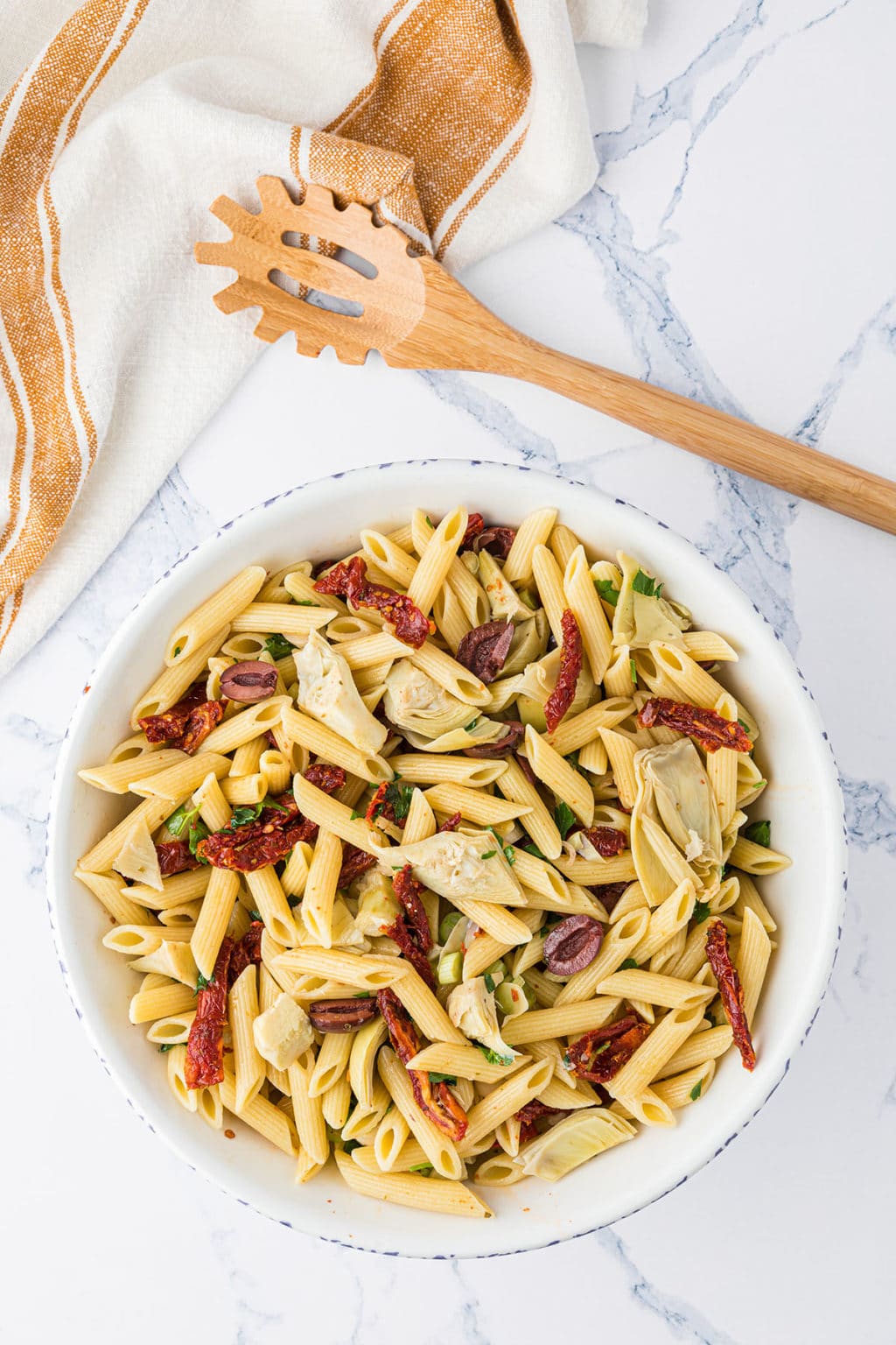 Greek Pasta Salad & Easy Mediterranean Dressing - TidyMom®