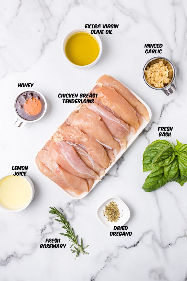 ingredients for marinated grilled chicken tenders