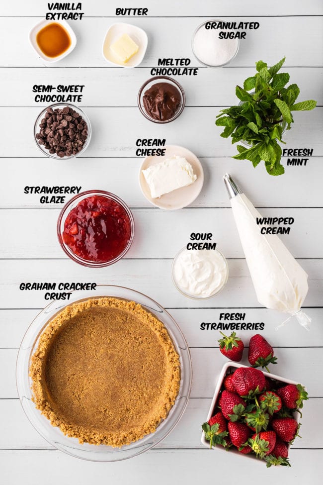 ingredients for strawberry cream cheese pie